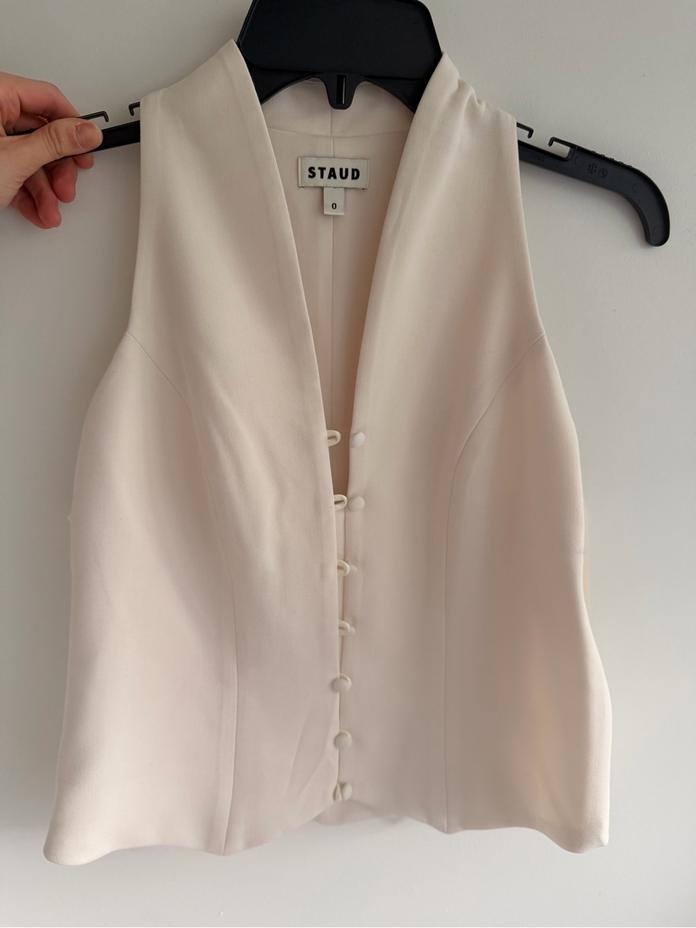STAUD Cream-Colored Button-Front Halter Camisole